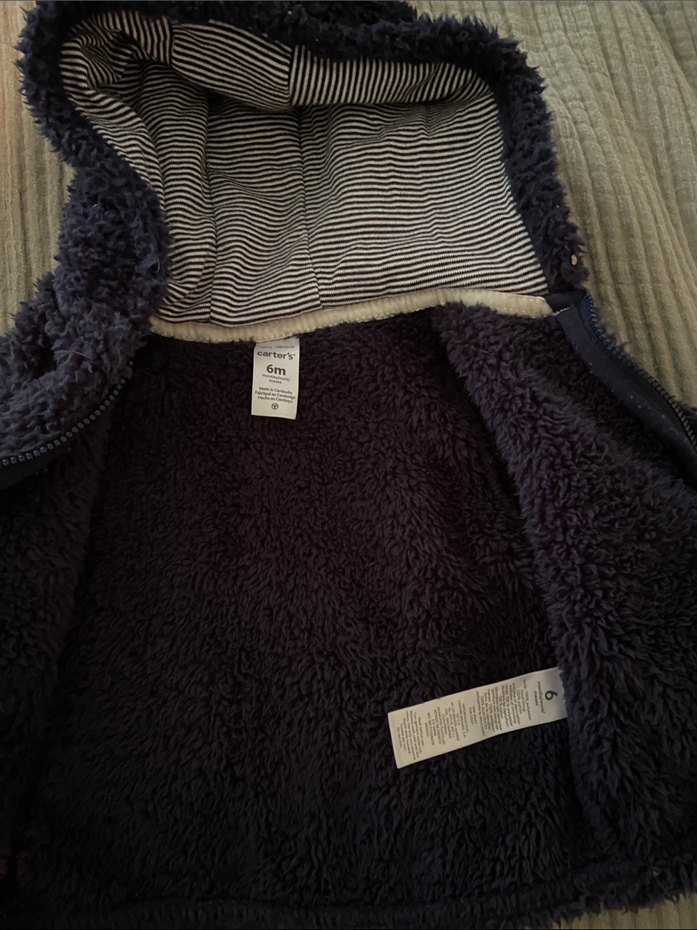 Burt’s Bees Baby reversible hooded jacket and Carter’s 6M fuzzy blue jacket - Picture 6 of 6